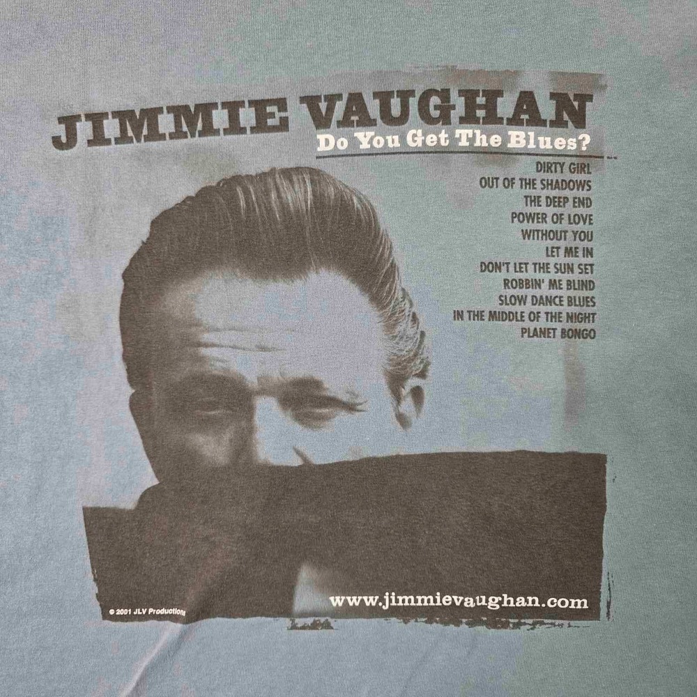 Vintage 2001 Jimmie Vaughan Do You Get The Blues T-Shirt Blue XL Gildan Ultra - Picture 2 of 9
